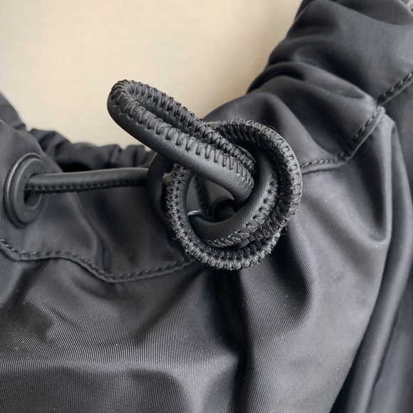 Cole Haan Black Nylon Leather Drawstring Hobo Bag - Picture 5 of 7